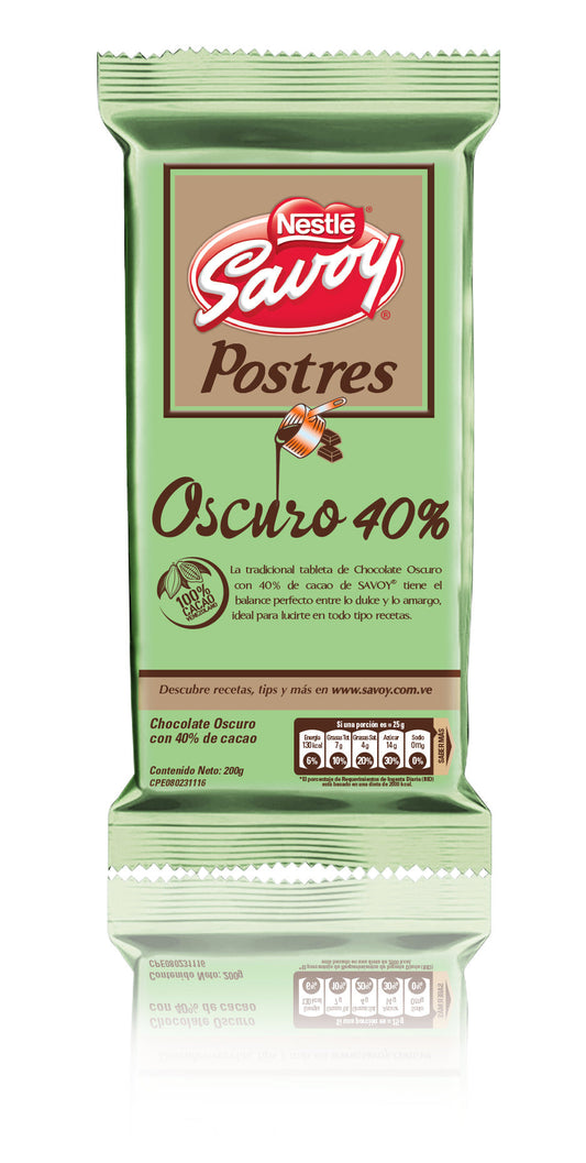 Savoy Chocolate Baking Bar 40% 16 (4x200gr / 7.05oz)
